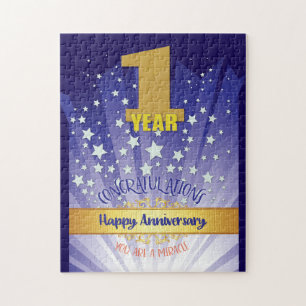 1 Year Recovery Anniversary Bold Numeral Jigsaw Puzzle