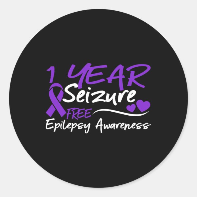 1 Year Seizure Free Epilepsy Awareness Month Purpl Classic Round Sticker (Front)