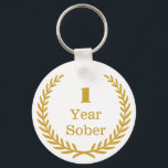1 Year Sober Keepsake, Custom Date Soberversary  Key Ring<br><div class="desc">Addiction recovery can be challenging, but achieving sobriety is an incredible accomplishment that deserves celebration! You can easily customise the number of years, whether it's 1, 5, or 10 years of sobriety, each milestone is a significant achievement. Offer a touch of sober support and express your pride to your loved...</div>