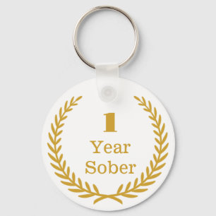 1 Year Sober Keepsake, Custom Date Soberversary  Key Ring