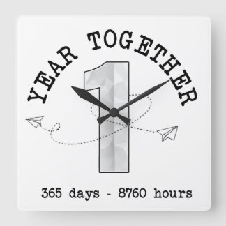 1 Year Together - First Anniversary Celebration Square Wall Clock