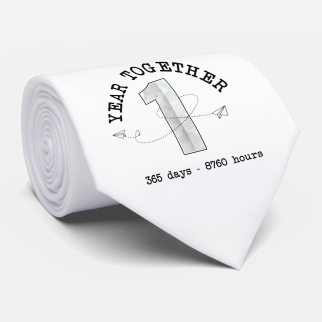 1 Year Together - First Anniversary Celebration Tie (Rolled)