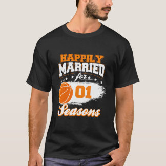 1 Year Wedding Anniversary Basketball Married T-Shirt