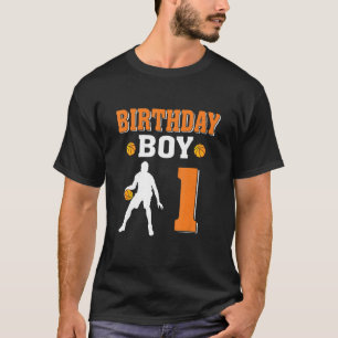1 Years Old 1st Birthday Boy Basketball  Party T-Shirt
