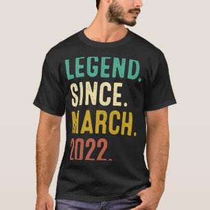 1 Years Old Legend Since March 2022 1st Birthday T-Shirt