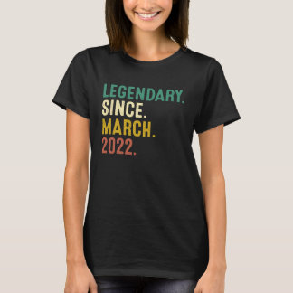1 Years Old  Legend Since March 2022 1st Birthday T-Shirt