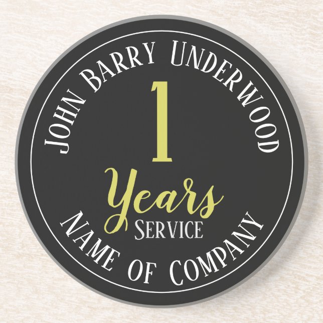 1 Years Service Staff Award Coaster (Front)