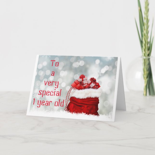 "1 YR OLD'S" CHRISTMAS CARD WITH SANTA/CAROLERS (Front)