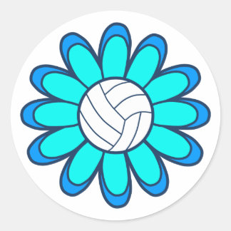 1Aqua Volleyball Girl Classic Round Sticker