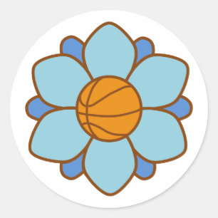 1Blue Basketball Girl Classic Round Sticker