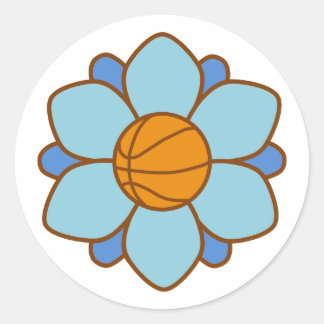 1Blue Basketball Girl Classic Round Sticker