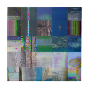 1C9984DA Glitch Art Digital Distortion Vaporwave Ceramic Tile