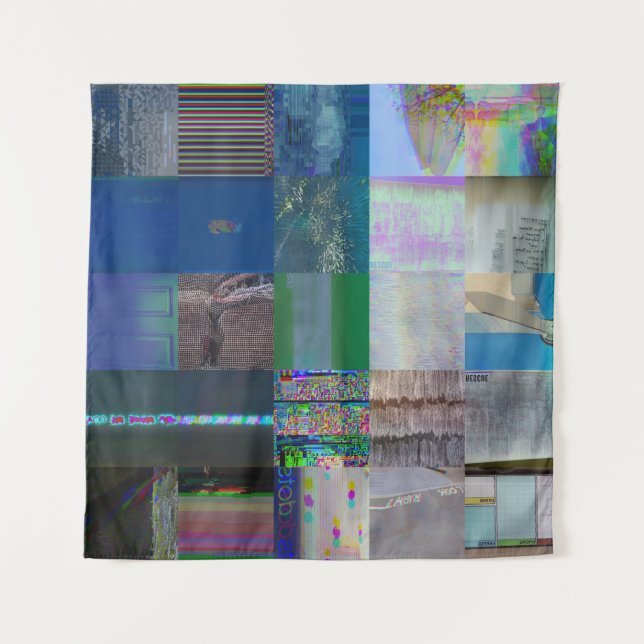 1C9984DA Glitch Art Digital Distortion Vaporwave Tapestry (Front)