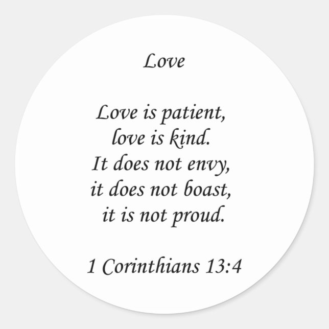 1corinthians13-4 ~ Love Classic Round Sticker (Front)