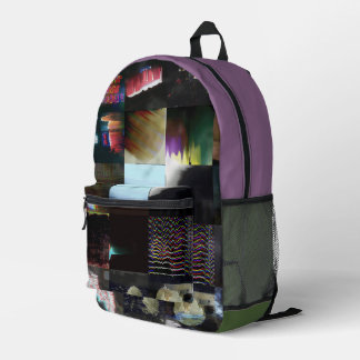 1FB1F9F4 Cyberpunk Glitch Art Mosaic Abstract Printed Backpack