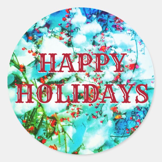 1HAPPY HOLIDAYS BERRIES STICKER (Front)
