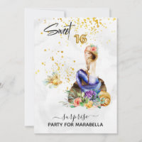 *~* 1Mermaid 6 SWEET SIXTEEN Floral Blue Birthday