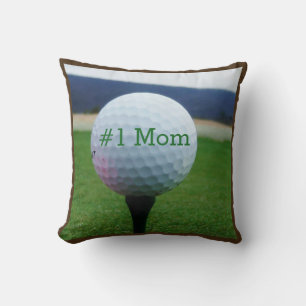 #1Mom Golfer Name white golf ball Cushion