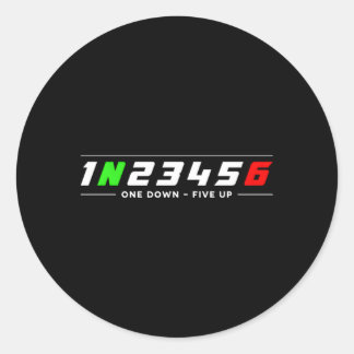 1N23456 Motorcycle Shift Biker Motorcyclist Classic Round Sticker
