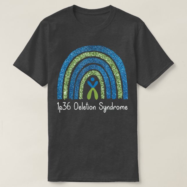 1p36 Deletion SyndromeWe Wear Blue & Green Rainbow T-Shirt (Design Front)