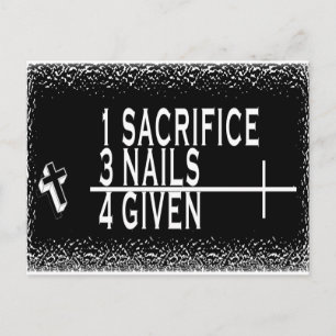 1SACRIFICE + 3 NAILS = 4GIVEN CHRISTIAN JESUS POSTCARD