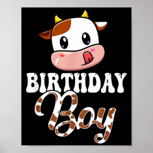 1st 2nd 3rd Cute Cow Birthday Boy Theme Party Farm Poster