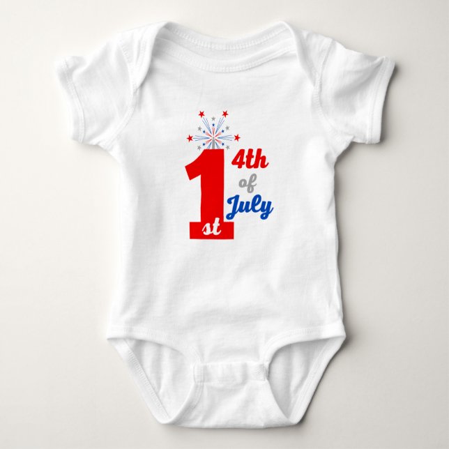 1st 4th Of July Patriotic American Baby Bodysuit (Front)