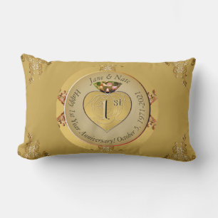 1st/50th Wedding Anniversary Golden Lumbar Cushion