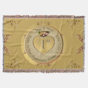 1st/50th Wedding Anniversary Golden Throw Blanket
