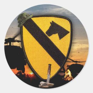 1st 7th cavalry air cav army scrapbooks patch classic round sticker