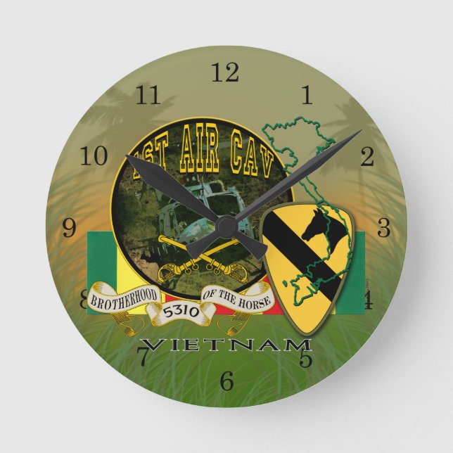 1st Air Cav - Vietnam Round Clock (Front)
