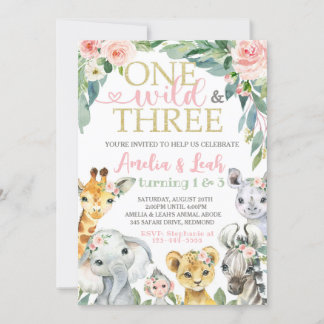 1st and 3rd Birthday Invitation | One Wild & Three