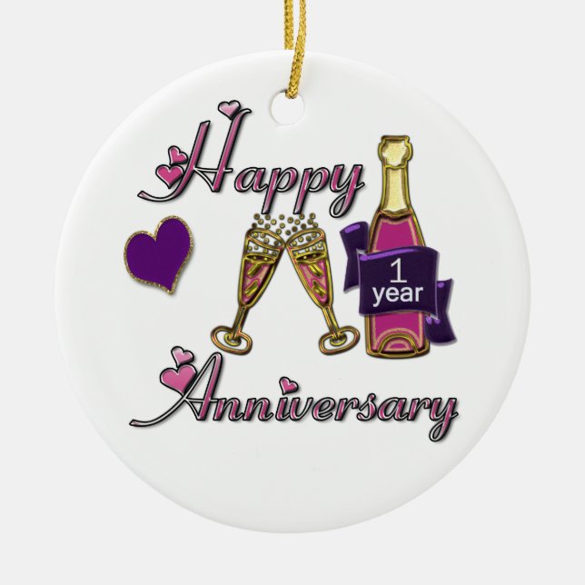 1st. Anniversary Ceramic Ornament (Front)