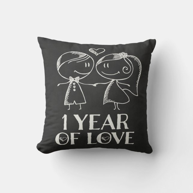 1st Anniversary Chalk Couple Gift Cushion (Front)