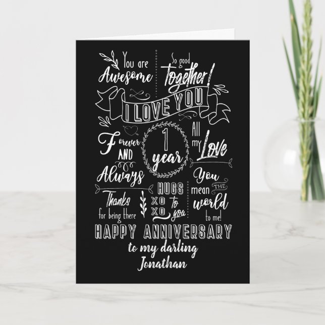 1st Anniversary Chalkboard Card (Front)