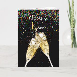 1st Anniversary Champagne Toast Card