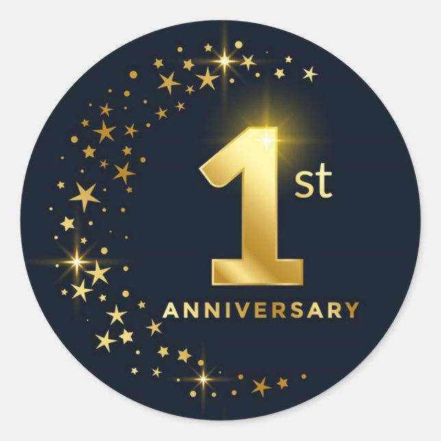1st  Anniversary  Classic Round Sticker (Front)