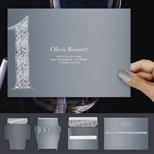 1st Anniversary Diamond Number One Silver Gray Envelope