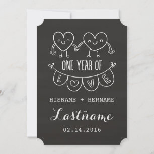 1st Anniversary Gift Chalk Shimmer Invitations