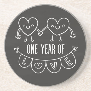 1st Anniversary Gift for Her Chalk Drink Coaster