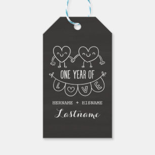 1st Anniversary Gift for Her Chalk Heart Gift Tags