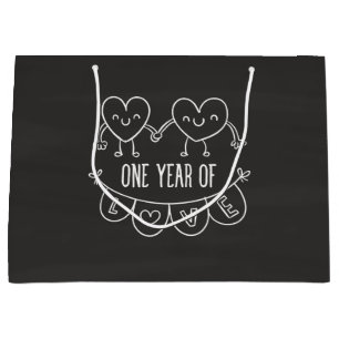 1st Anniversary Gift for Her Chalk Hearts Gift Bag