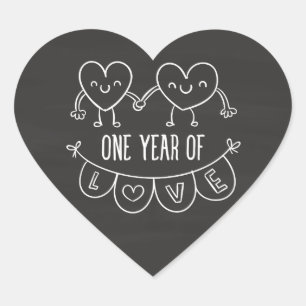 1st Anniversary Gift for Her Chalk Hearts Sticker