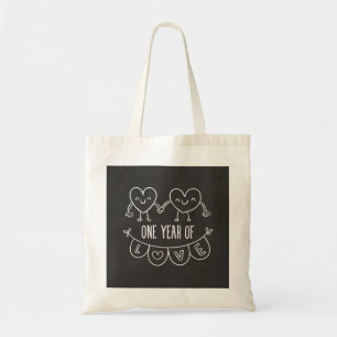 1st Anniversary Gift for Her Chalk Hearts Tote Bag
