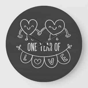 1st Anniversary Gift for Her Chalk HeartWall Clock