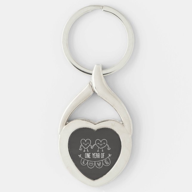 1st Anniversary Gift Twisted Heart Keychain (Front)