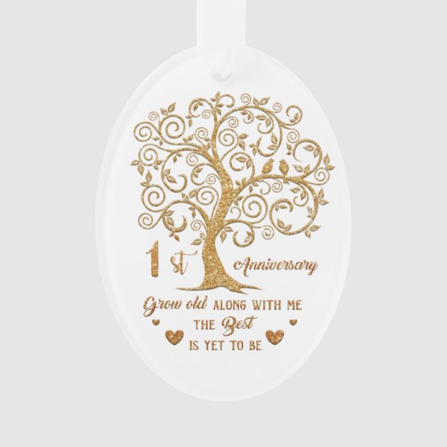 1st Anniversary Gifts Ornament | Unique gift (Front)