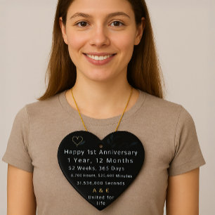 1st Anniversary Heart  Ceramic Ornament