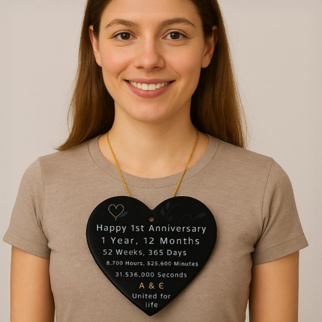 1st Anniversary Heart  Ceramic Ornament (Creator Uploaded)