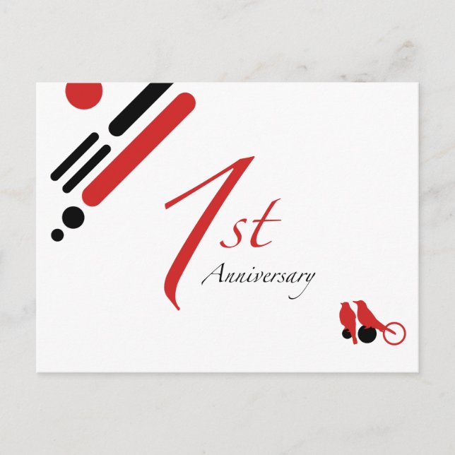 1st Anniversary (mod birds) Postcard (Front)